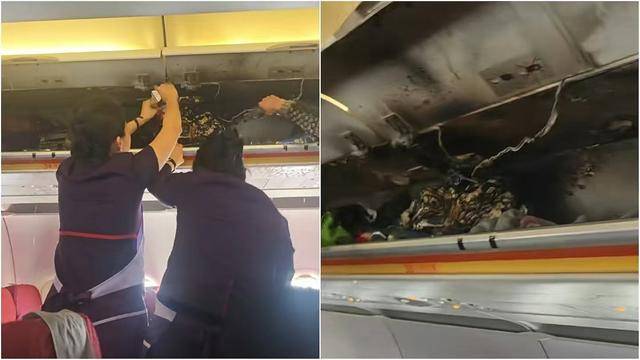 香港航空一客机舱内行李架起火，最新回应来了
